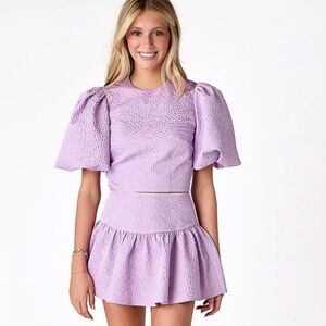 Cake for Dinner Purple Luna Flounce Skirt and Cake Puff Sleeve Top in Lavender